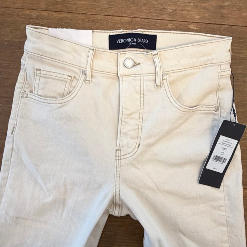 NWT Veronica Beard Beverly High Rise Skinny Flare Jeans Ecru 28 Made USA - Picture 2 of 9